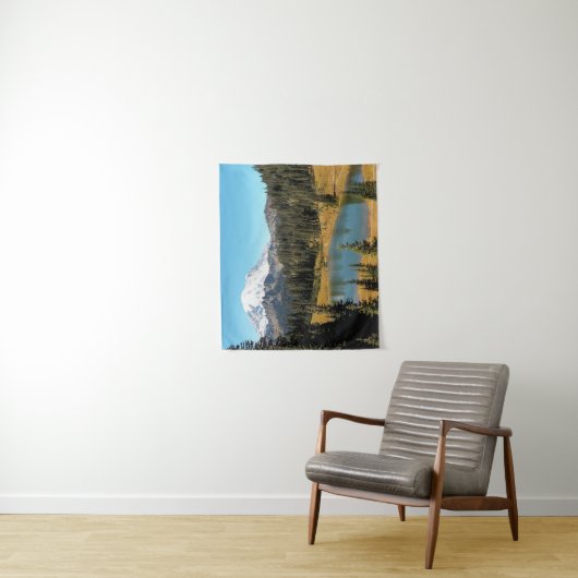 Mount Rainier en Tipsoo Lake Landscape Wandkleed (In situ)