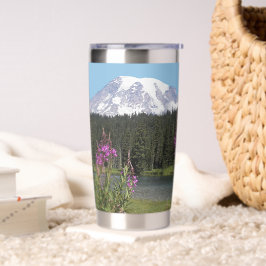 Mount Rainier en Wildflower Landschap Geïsoleerde Drinkbeker