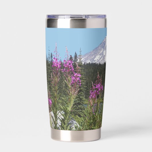 Mount Rainier en Wildflower Landschap Geïsoleerde Drinkbeker (Voorkant)