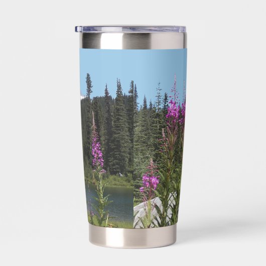 Mount Rainier en Wildflower Landschap Geïsoleerde Drinkbeker (Rechts)