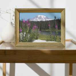 Mount Rainier en Wildflower Schilderachtig Landsch Foto Afdruk