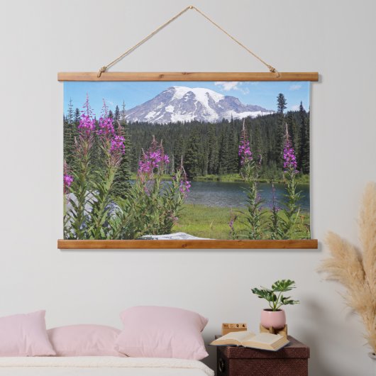 Mount Rainier en Wildflower Schilderachtig Landsch Hangend Wandkleed (Slaapkamer)