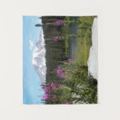 Mount Rainier en Wildflower Schilderachtig Landsch Wandkleed (Voorkant)