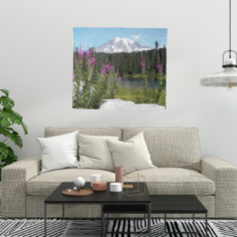 Mount Rainier en Wildflower Schilderachtig Landsch Wandkleed