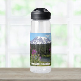 Mount Rainier en Wildflower Schilderachtig Landsch Waterfles