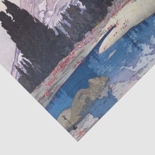 Mount Rainier, Hiroshi Yoshida, Woodcut Tissuepapier (Detail)