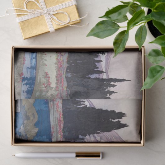 Mount Rainier, Hiroshi Yoshida, Woodcut Tissuepapier (Geschenk)