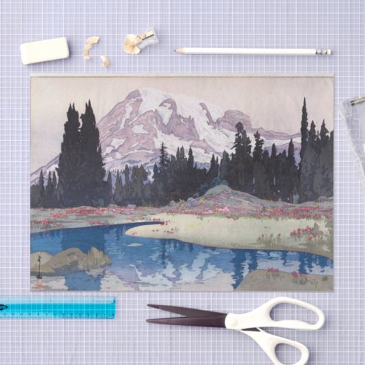 Mount Rainier, Hiroshi Yoshida, Woodcut Tissuepapier (Craft)