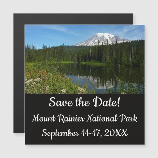 Mount Rainier Lake Reflectie met Wildflower (Voorkant / Achterkant)