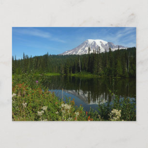Mount Rainier Lake Reflectie met Wildflower Briefkaart