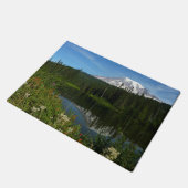 Mount Rainier Lake Reflectie met Wildflower Deurmat (Schuin)