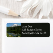 Mount Rainier Lake Reflectie met Wildflower Etiket (Insitu)