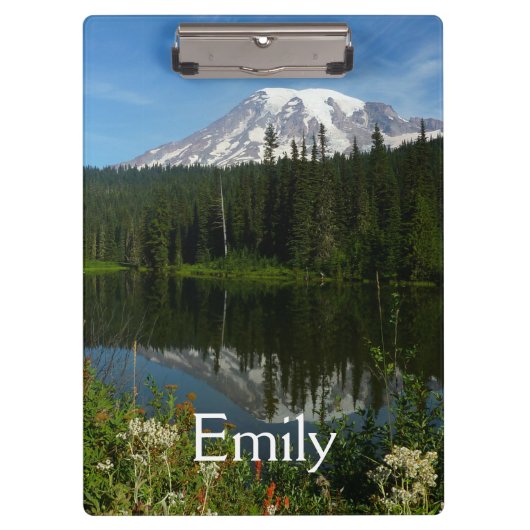 Mount Rainier Lake Reflectie met Wildflower Klembord (Voorkant)