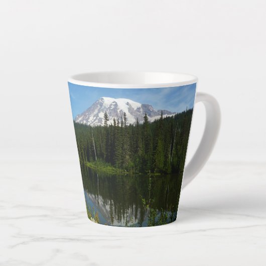Mount Rainier Lake Reflectie met Wildflower Latte Mok (Rechterhoek)