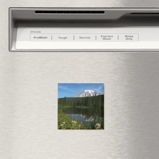 Mount Rainier Lake Reflectie met Wildflower Magneet (Insitu (Vaatwasser))