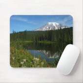 Mount Rainier Lake Reflectie met Wildflower Muismat (Met muis)