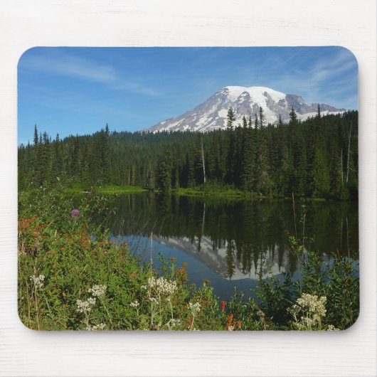 Mount Rainier Lake Reflectie met Wildflower Muismat (Voorkant)