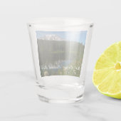 Mount Rainier Lake Reflectie met Wildflower Shot Glas (Achterkant)