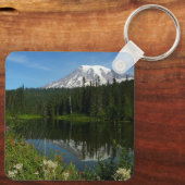 Mount Rainier Lake Reflectie met Wildflower Sleutelhanger (Achterkant)
