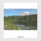 Mount Rainier Lake Reflectie met Wildflower Sticker (Vel)