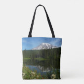 Mount Rainier Lake Reflectie met Wildflower Tote Bag (Achterkant)