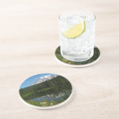 Mount Rainier Lake Reflectie met Wildflower Zandsteen Onderzetter (Zijkant)