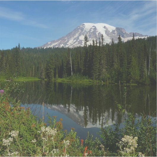 Mount Rainier Lake Reflection with Wildflowers Sticker (Voorkant)