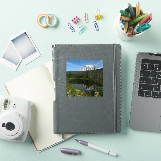 Mount Rainier Lake Reflection with Wildflowers Sticker (iPad Cover)