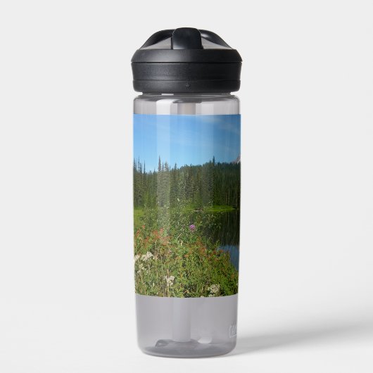 Mount Rainier Lake Reflection with Wildflowers Waterfles (Voorkant)