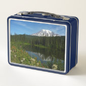 Mount Rainier-meerreflectie met wilde bloemen (Achterkant)