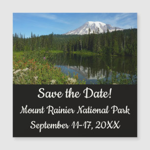 Mount Rainier-meerreflectie met wilde bloemen