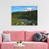 Mount Rainier-meerreflectie met wilde bloemen Canvas Afdruk (Insitu (Woonkamer))