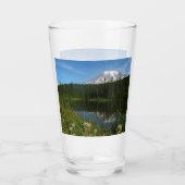 Mount Rainier-meerreflectie met wilde bloemen Glas (Achterkant)