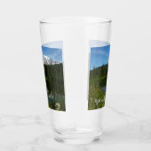 Mount Rainier-meerreflectie met wilde bloemen Glas (Rechts)