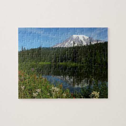 Mount Rainier-meerreflectie met wilde bloemen Legpuzzel (Horizontaal)