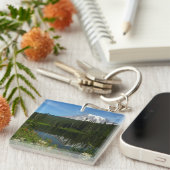 Mount Rainier-meerreflectie met wilde bloemen Sleutelhanger (Voorkant Rechts)