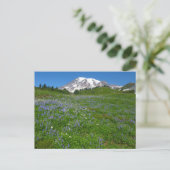 Mount Rainier met paarse lupine Briefkaart (Staand voorkant)