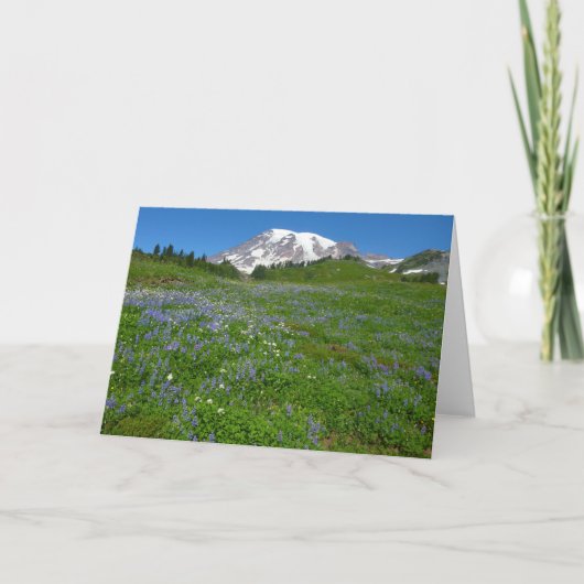 Mount Rainier met paarse lupine Kaart (Voorkant)