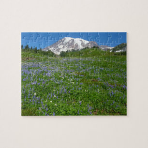 Mount Rainier met paarse lupine Legpuzzel