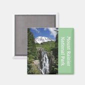 Mount Rainier met Waterfall Magnet (Voorkant / Achterkant)