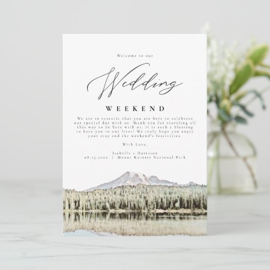 MOUNT RAINIER Mountain Weddenschap Welkomstroute Kaart (Staand voorkant)