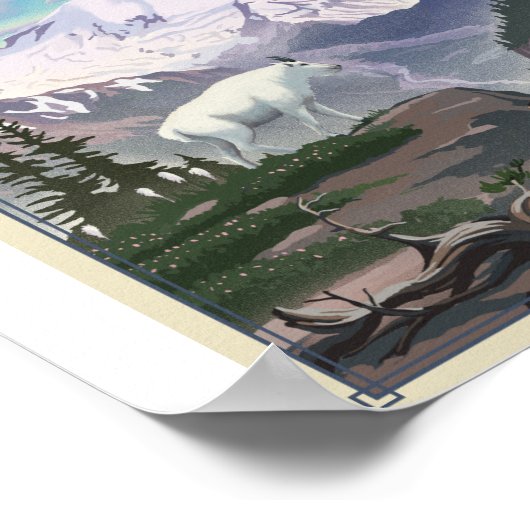 Mount Rainier Nationaal Park Litho Kunstwerk Poste Poster (Hoek)