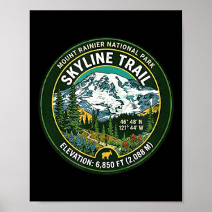 Mount rainier nationaal park skyline trail vintage poster
