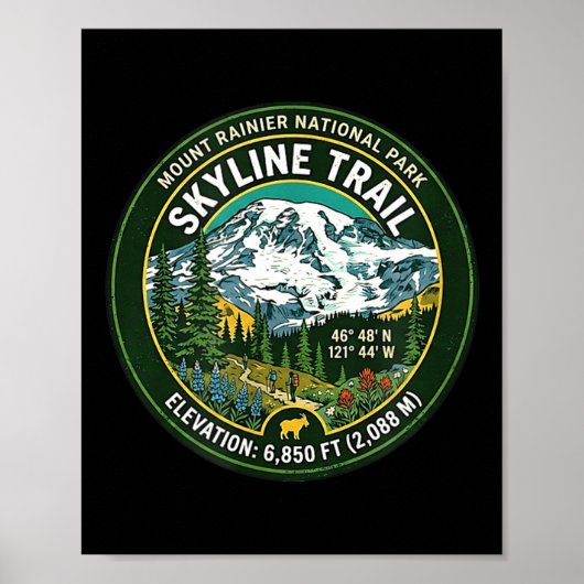 Mount rainier nationaal park skyline trail vintage poster (Voorkant)