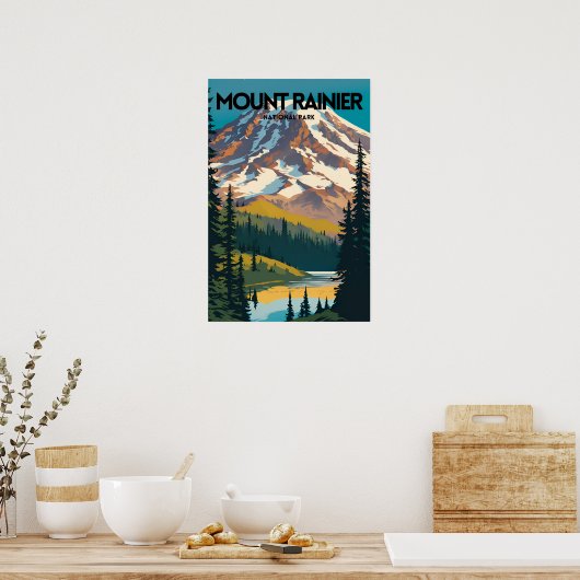 Mount Rainier Nationaal Park Traditionele Reizen P Poster (Keuken)
