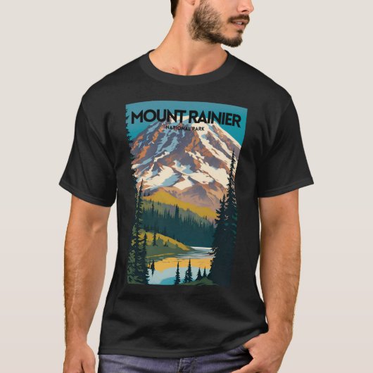 Mount Rainier Nationaal Park Traditionele Reizen P T-shirt (Voorkant)