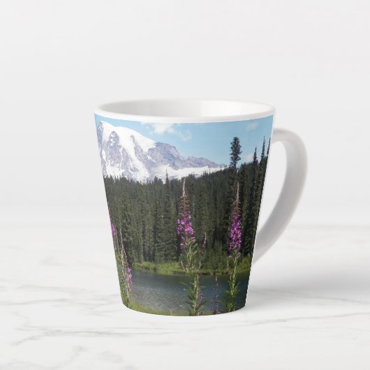 Mount Rainier Nationaal Park Wildflower Landschap Latte Mok (Rechterhoek)