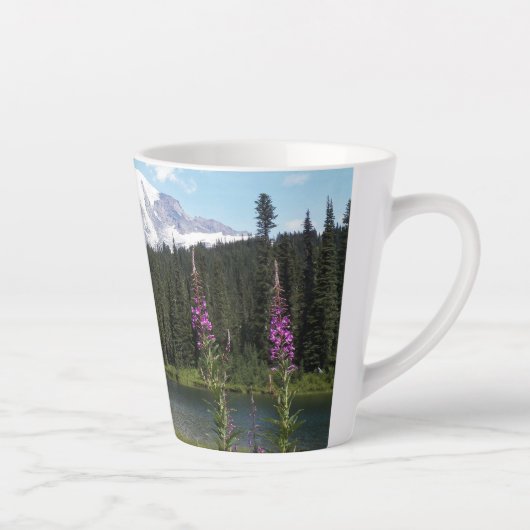 Mount Rainier Nationaal Park Wildflower Landschap Latte Mok (Rechts)