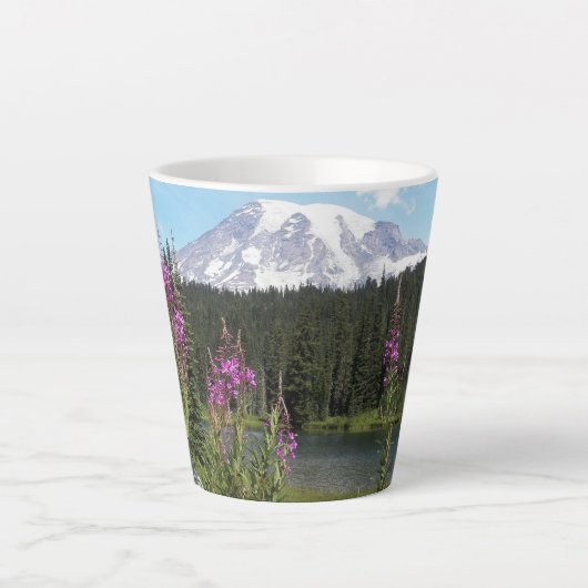 Mount Rainier Nationaal Park Wildflower Landschap Latte Mok (Voorkant)