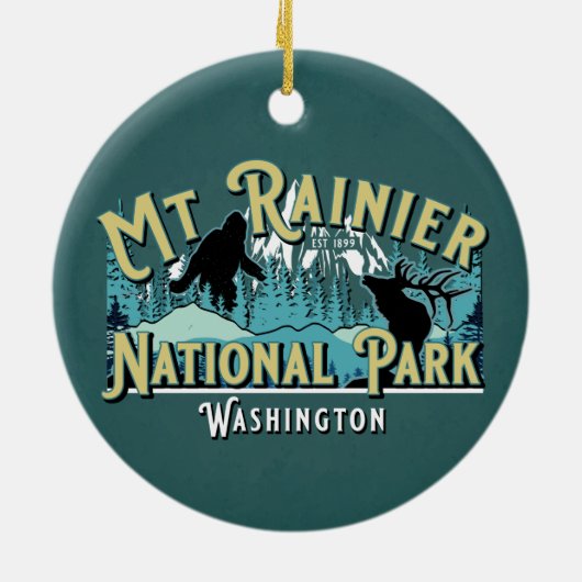 Mount Rainier National Park Holiday Keepslag Keramisch Ornament (Achterkant)